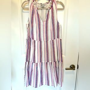 Tommy Bahama Linen Blend Stripe Tiered Dress